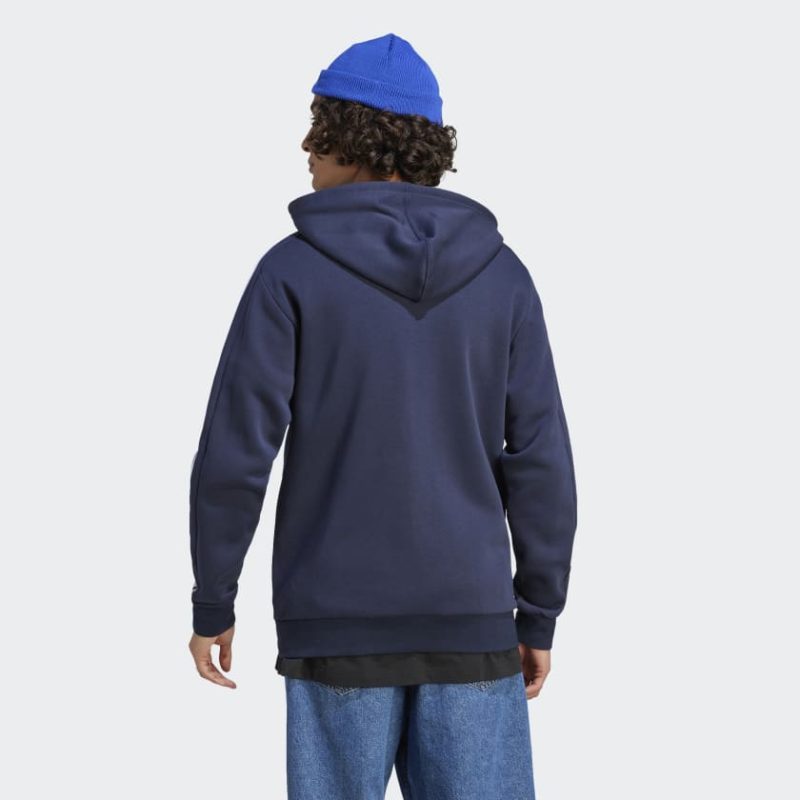 Essentials Fleece 3 Stripes Full Zip Hoodie Blue IJ6478 23 hover model