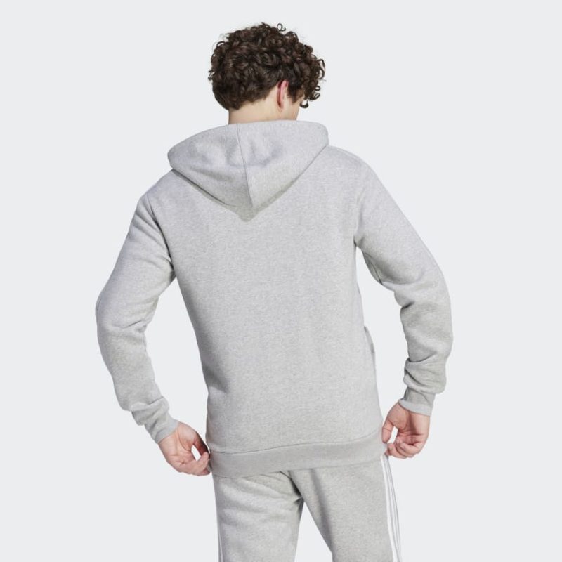 Essentials Fleece 3 Stripes Full Zip Hoodie Grey IJ6479 23 hover model