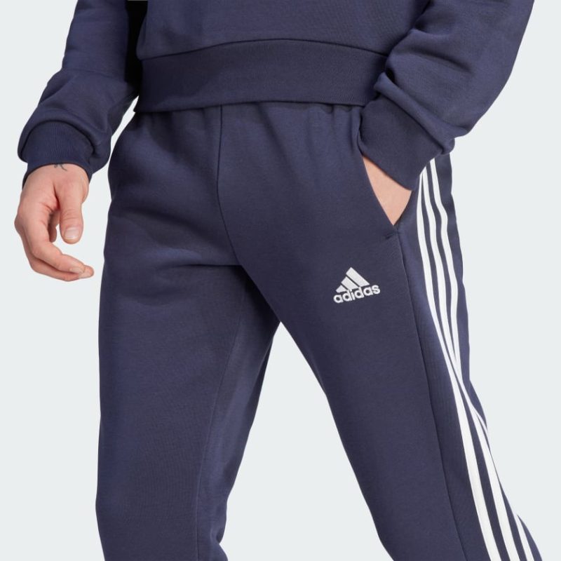 Essentials Fleece 3 Stripes Tapered Cuff Pants Blue IJ6493 41 detail