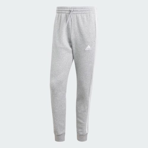 Essentials Fleece 3 Stripes Tapered Cuff Pants Grey IJ6494 01 laydown