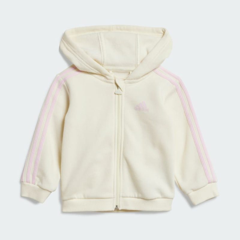 adidas infants essentials full zip hooded jogger set pink 548016