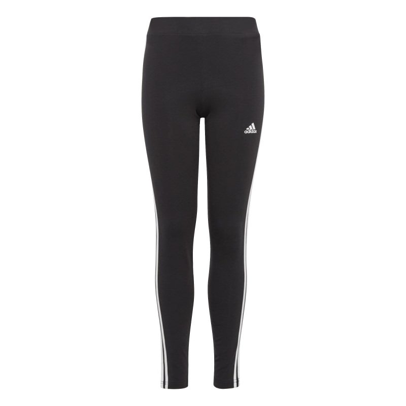 adidas junior essentials 3 stripes cotton black tights 569523