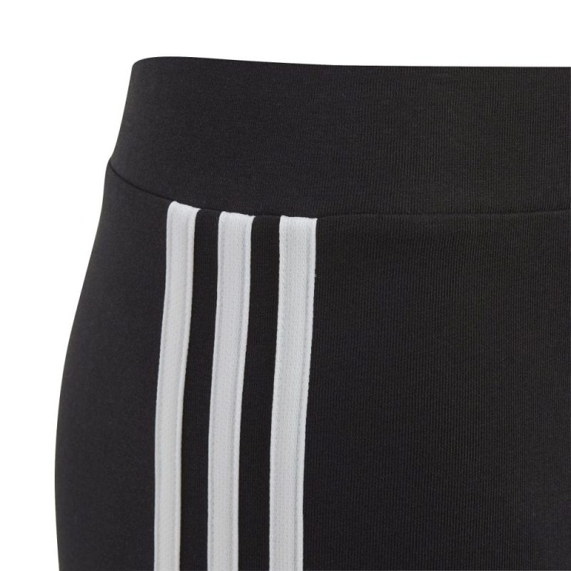 adidas junior essentials 3 stripes cotton black tights 714869