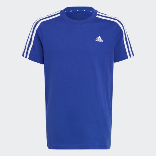 adidas junior essentials 3 stripes cotton blue tee 578742