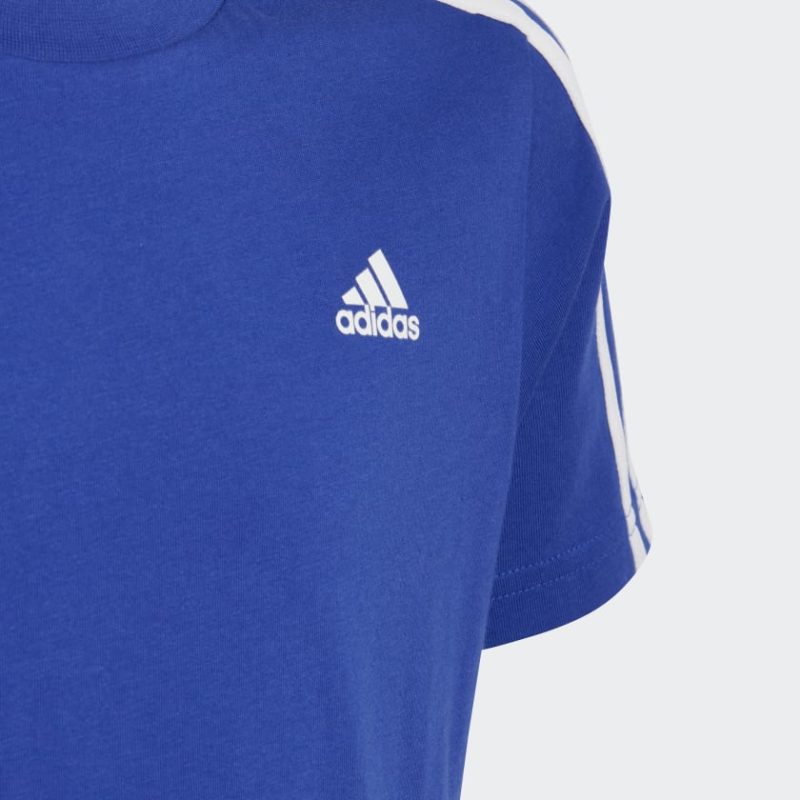 adidas junior essentials 3 stripes cotton blue tee 761774