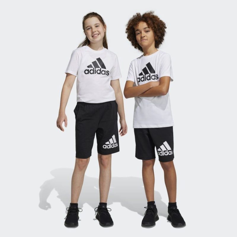 adidas junior essentials big logo cotton black shorts 636783