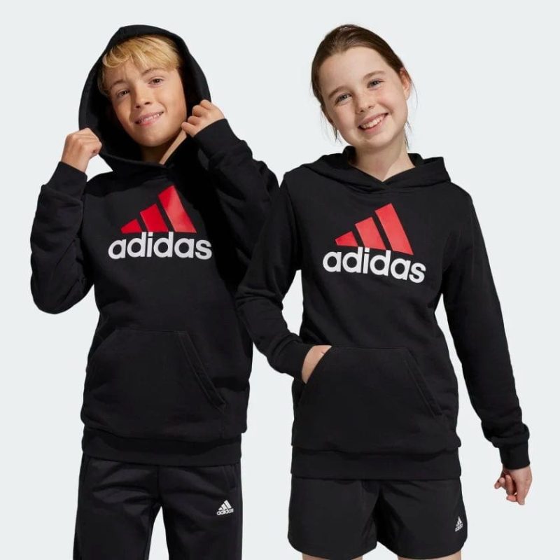 adidas junior essentials two colored big logo cotton blackred hoodie 813952