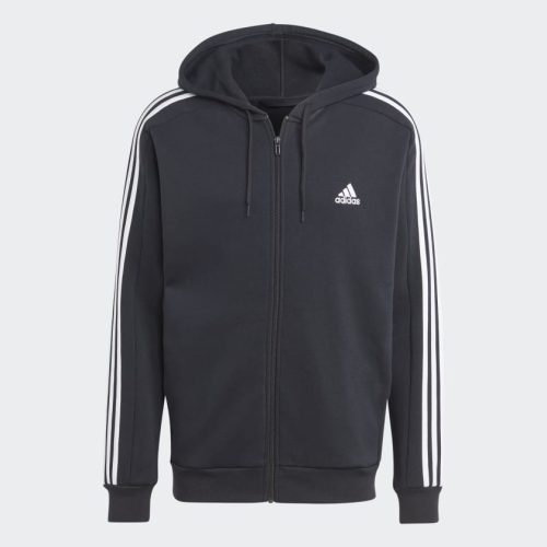 adidas mens 3 stripe fleece full zip jacket black 772865