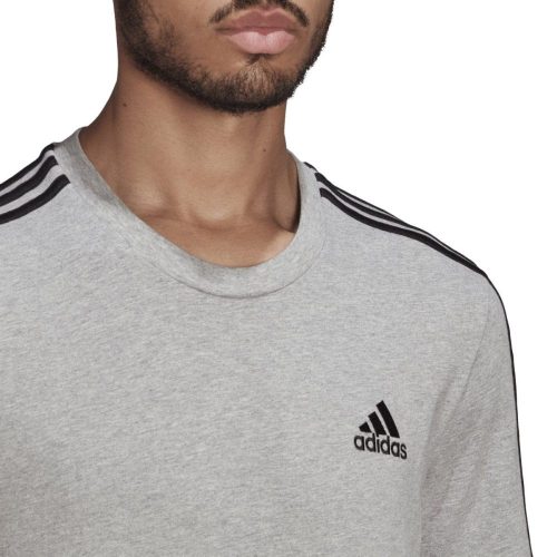 adidas mens essentials 3 stripes grey tee 523371