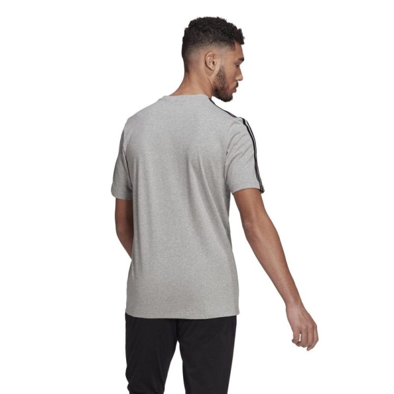 adidas mens essentials 3 stripes grey tee 596324