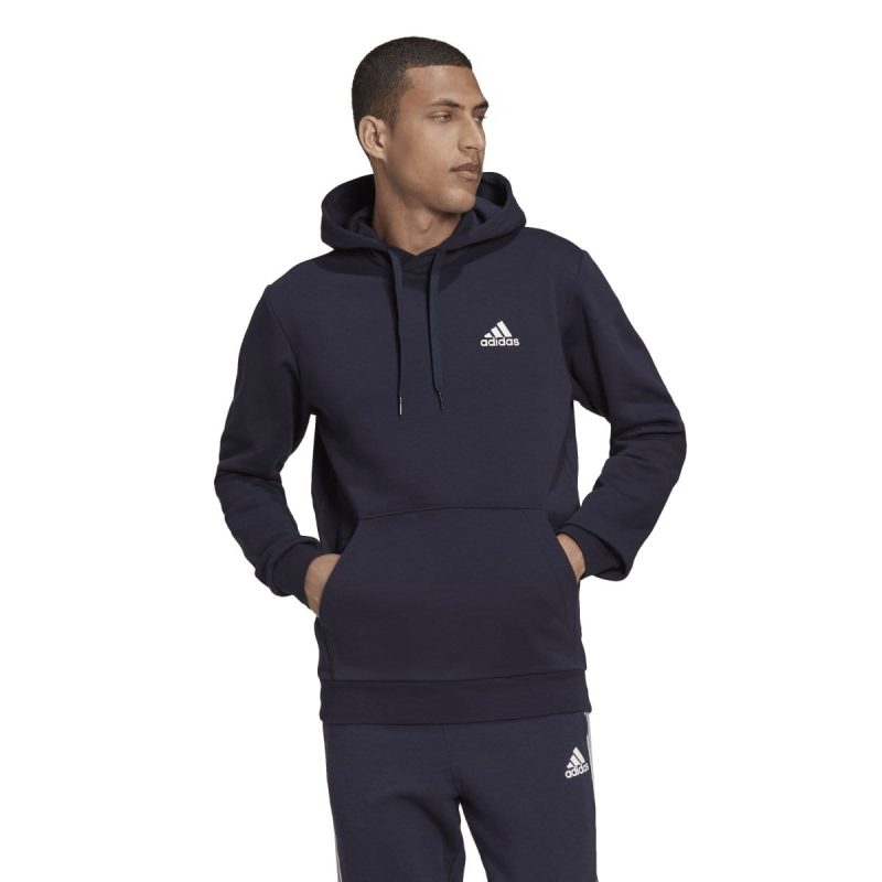 adidas mens essentials fleece navy hoodie 234812