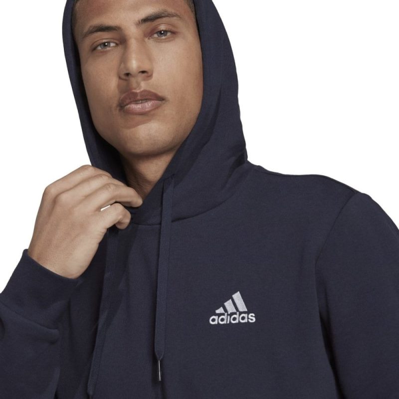 adidas mens essentials fleece navy hoodie 776877