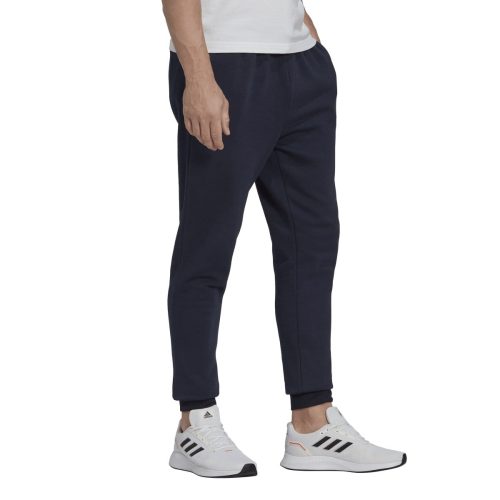 adidas mens essentials fleece regular tapered navy trackpants 453329