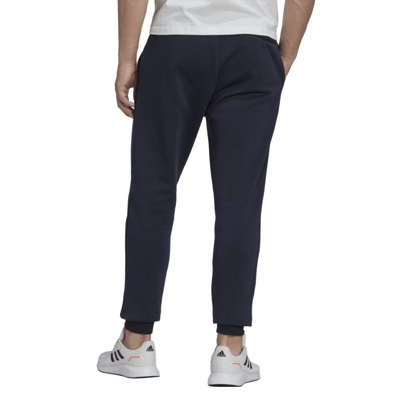 adidas mens essentials fleece regular tapered navy trackpants 619694