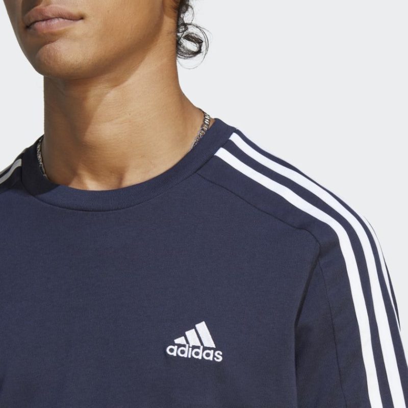 adidas mens essentials single jersey 3 stripes navy tee 295548