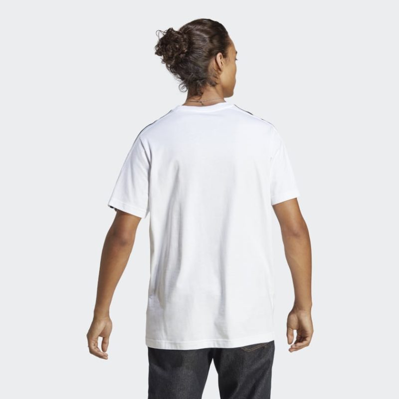 adidas mens essentials single jersey 3 stripes white tee 130511