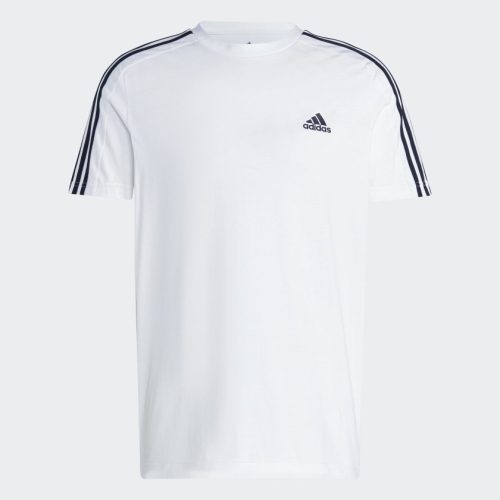 adidas mens essentials single jersey 3 stripes white tee 389626