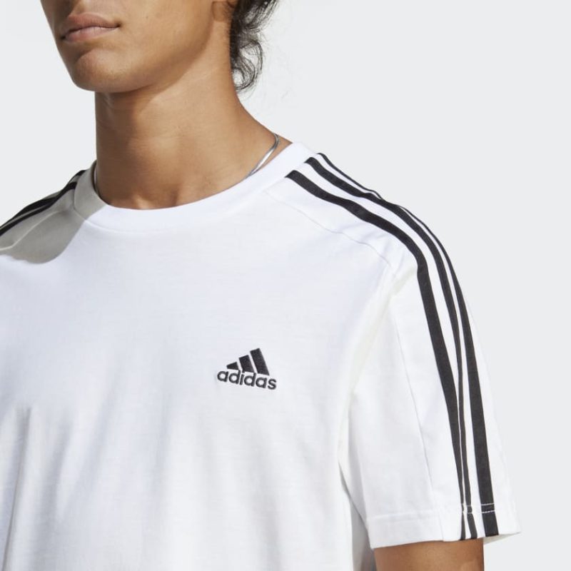 adidas mens essentials single jersey 3 stripes white tee 444480