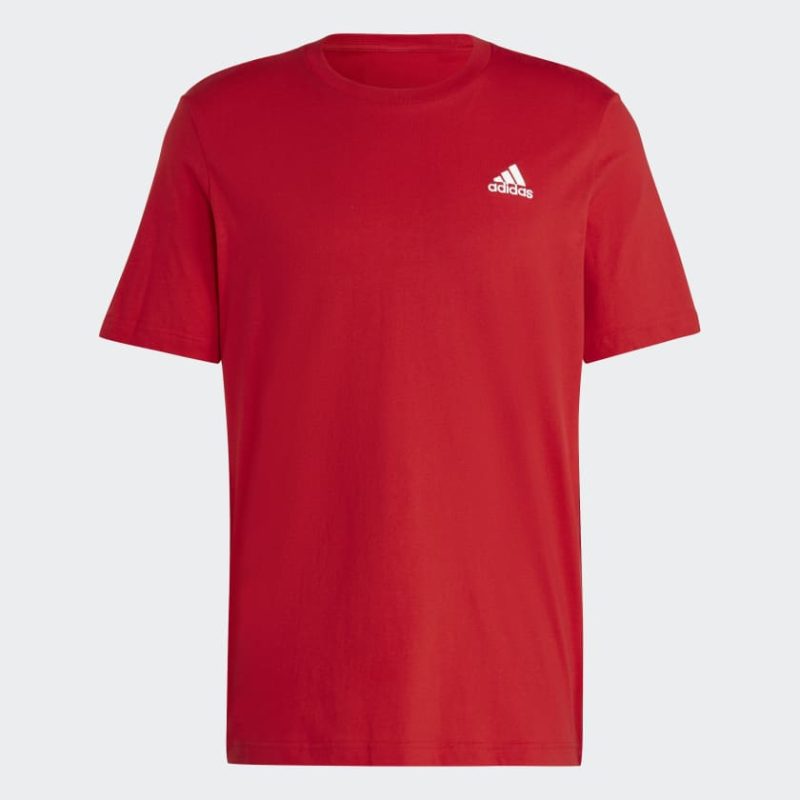 adidas mens essentials single jersey embroidered small logo red tee 536558