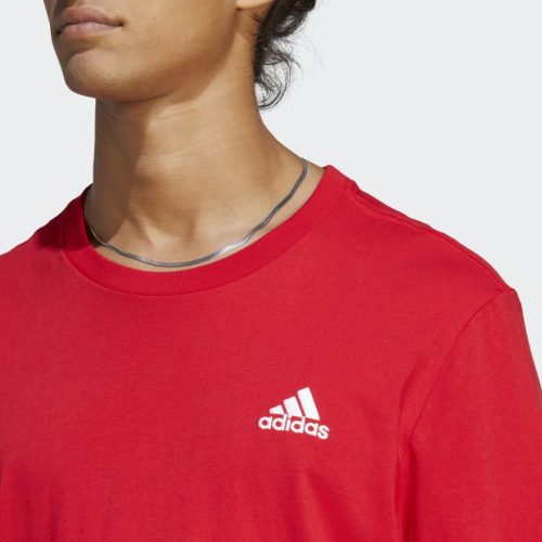 adidas mens essentials single jersey embroidered small logo red tee 787924