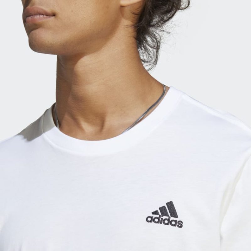 adidas mens essentials single jersey embroidered small logo white tee 343699