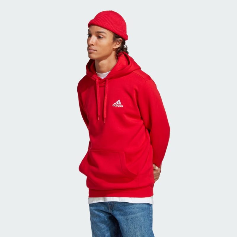 adidas mens feelcozy red hoodie 203226