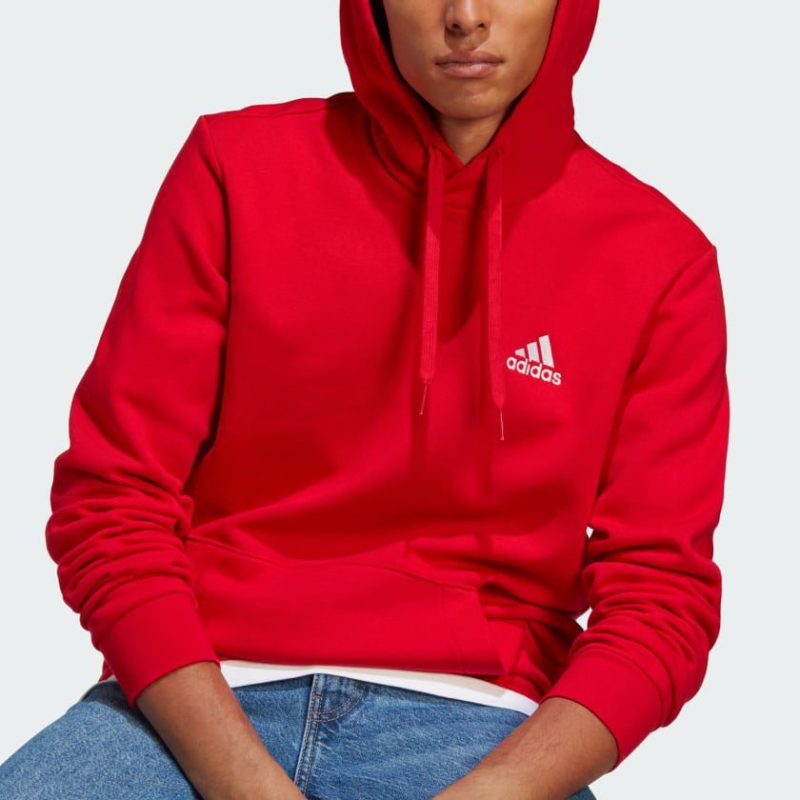 adidas mens feelcozy red hoodie 892862