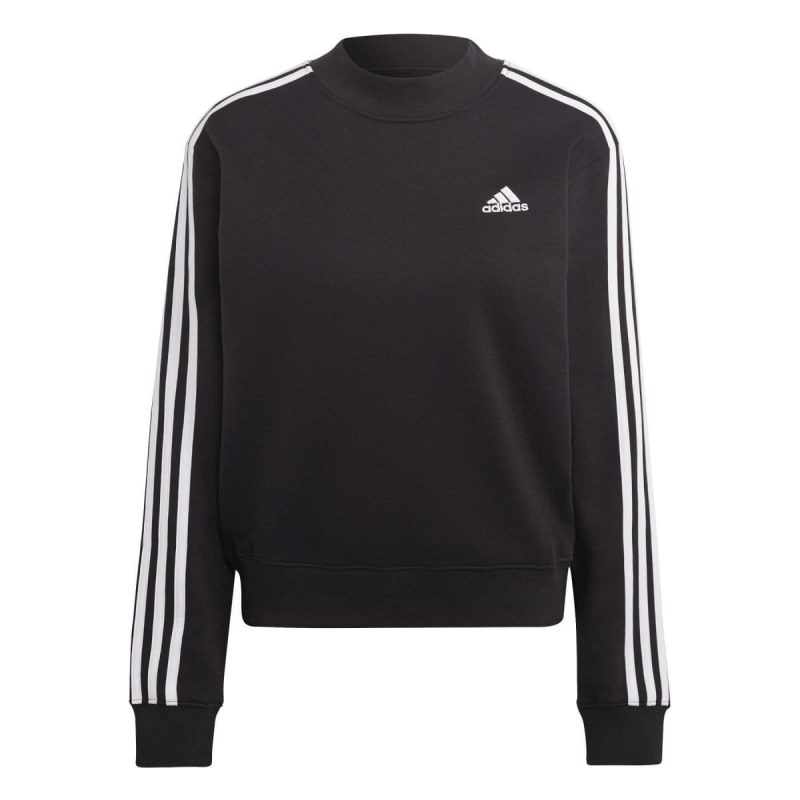 adidas womens 3 stripe black crew sweatshirt 837619