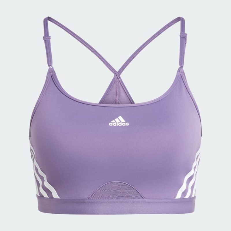 adidas womens aeroreact 3 stripes purple bra 807087