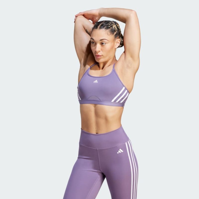 adidas womens aeroreact 3 stripes purple bra 878996