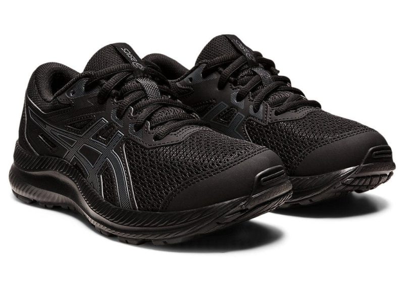 asics junior contend 8 triple black running shoe 890050