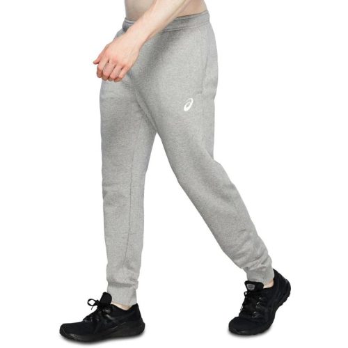 asics mens fleece cuff grey heather trackpants 125038