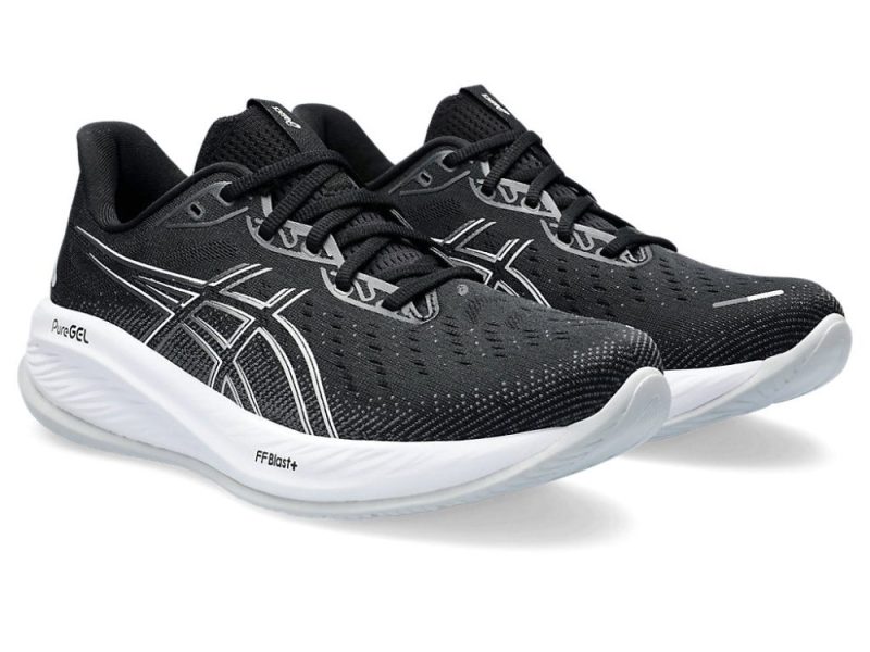 asics mens gel cumulus 26 4e extra wide blacksilver 966527