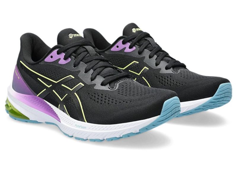 asics womens gt 1000 12 blackglow yellow shoe 937174