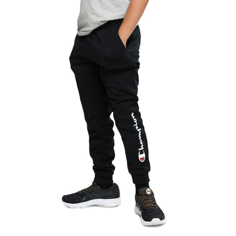 champion junior script black trackpants 473906