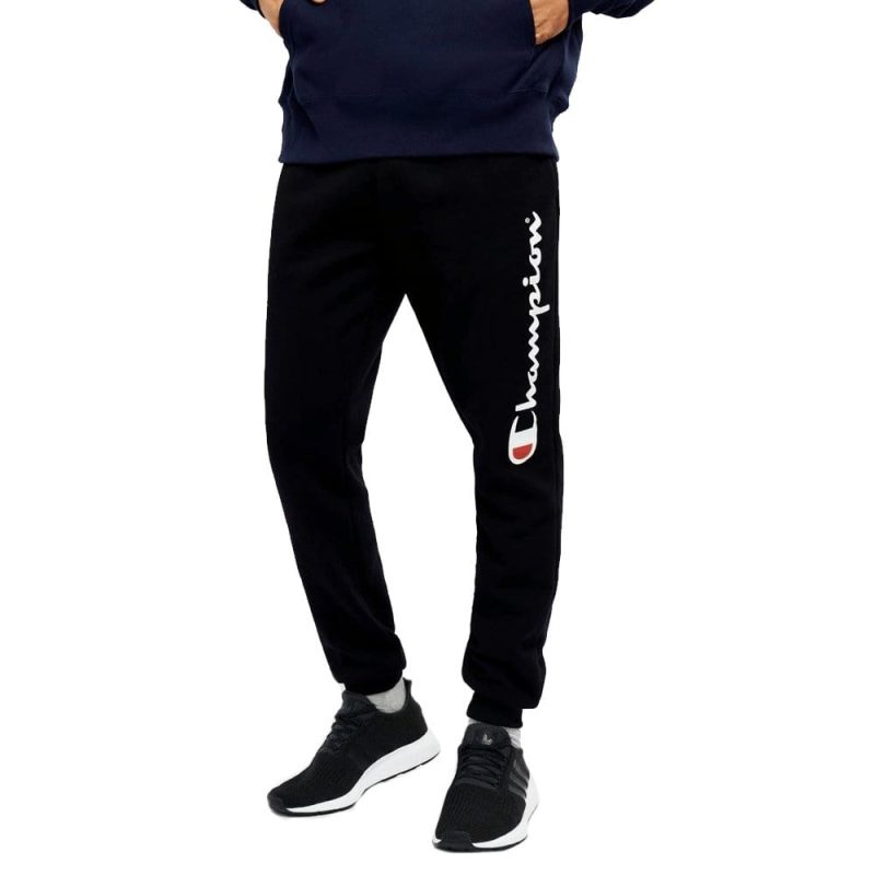 champion mens script black trackpants 466393