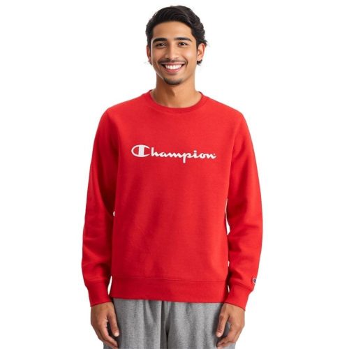 champion mens script cherry red crew sweatshirt 504410