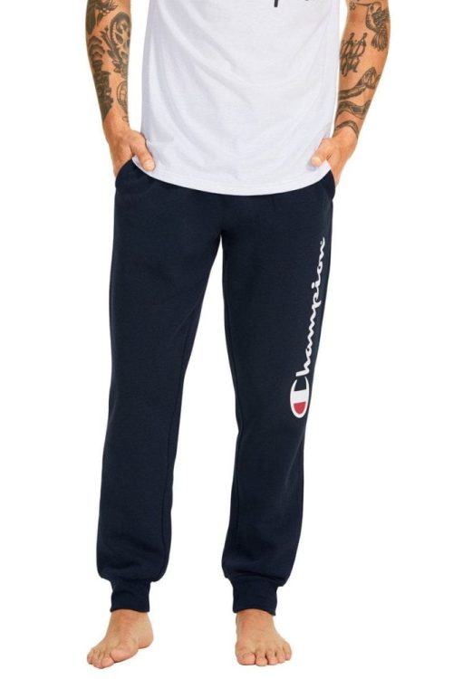 champion mens script cuff navy trackpants 173339