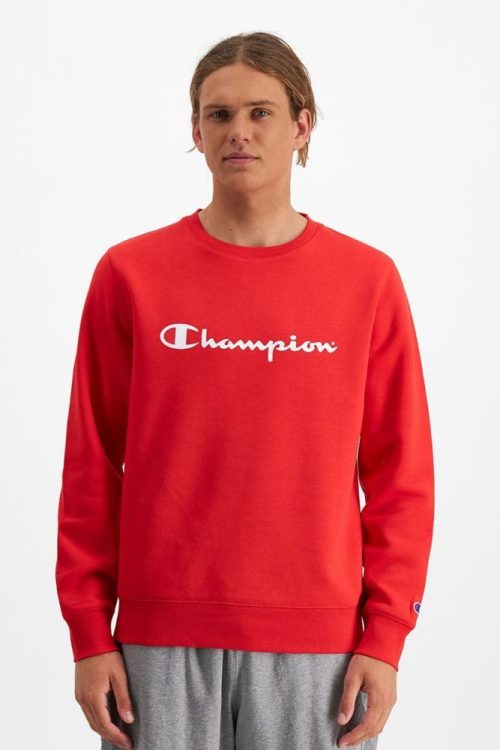 champion mens script red crew sweatshirt 367735