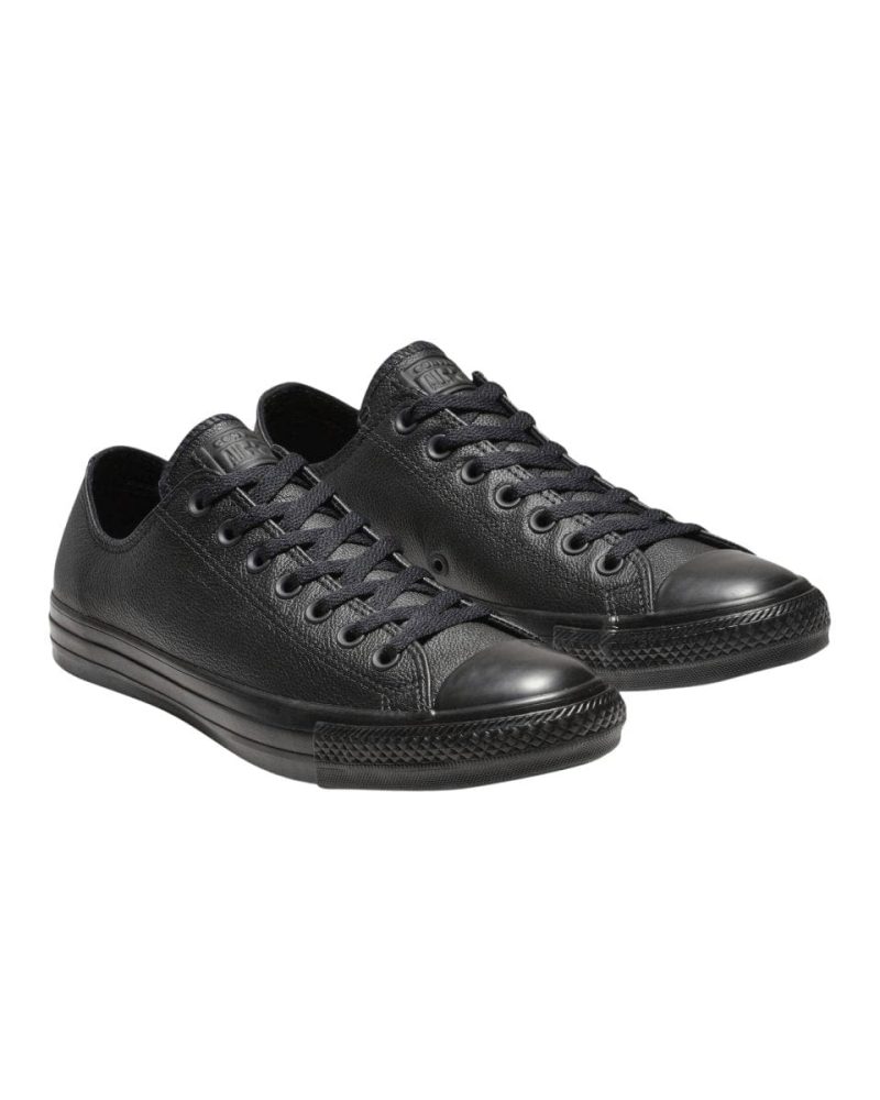 converse mens chuck taylor all star low top triple black leather shoe 769714