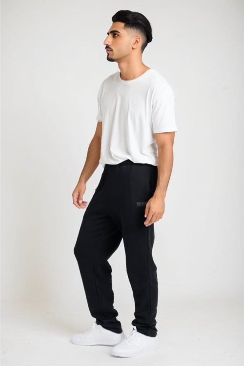 insport mens aspen black trackpants open leg 217601