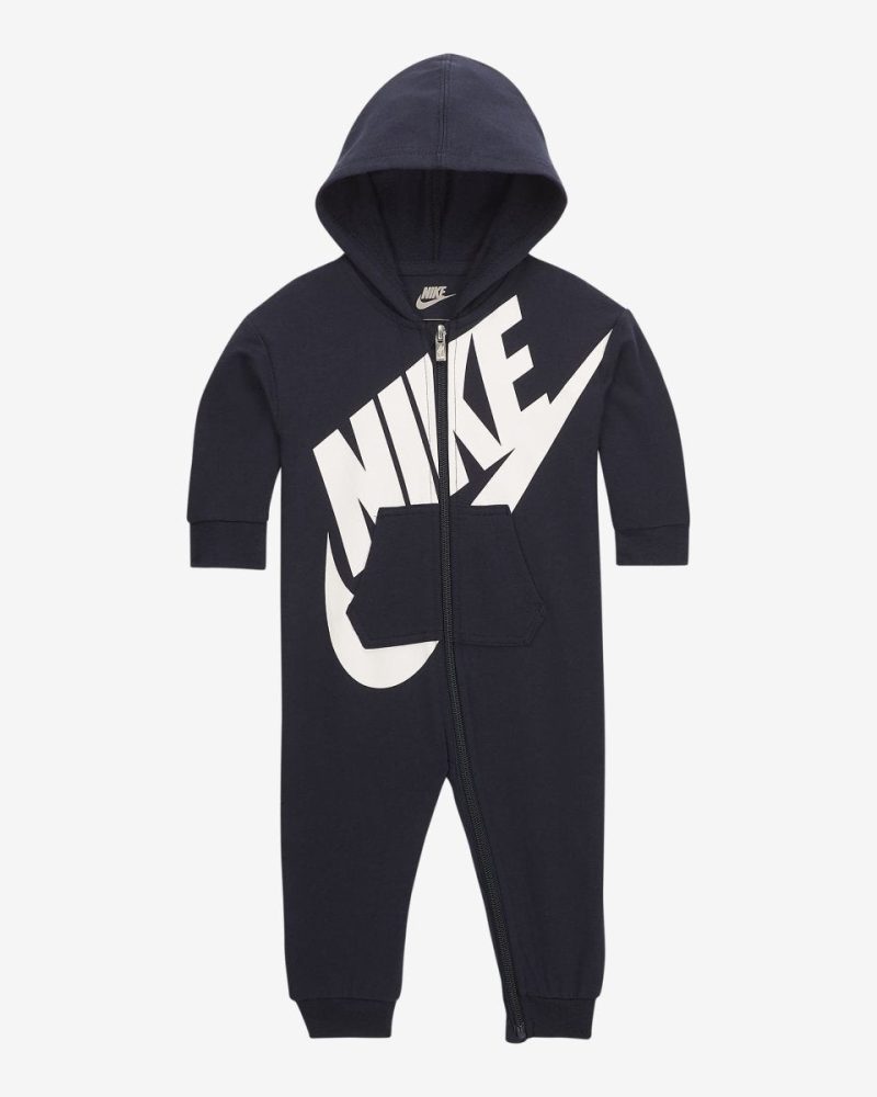 nike infants french terry black coverall 624395