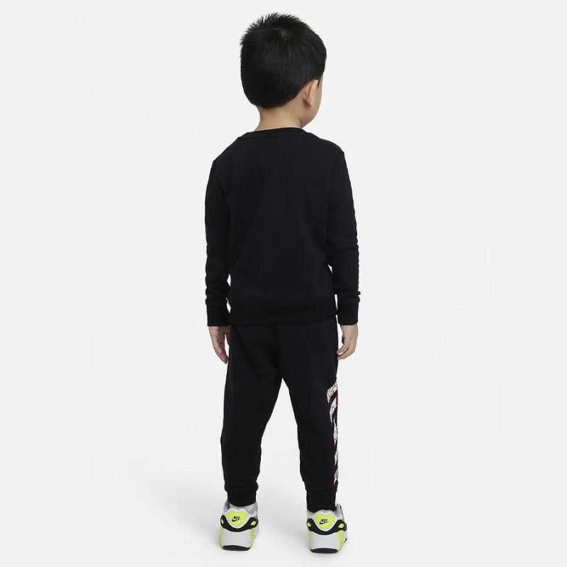 nike junior bereal black crew sweatshirt trackpants 2 set 626231