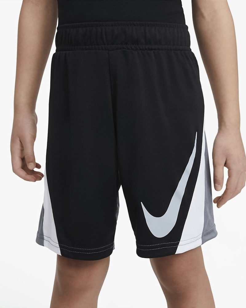 nike junior dri fit colourblock black shorts 242450