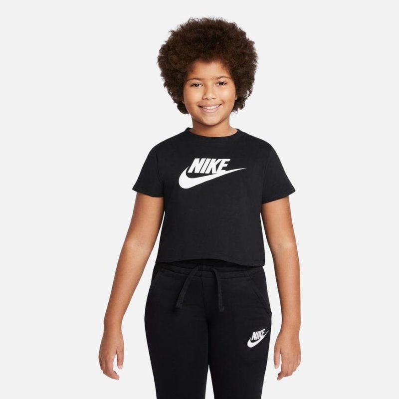 nike junior futura crop black tee 322478