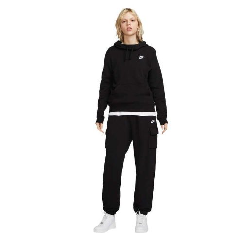 nike womens sportswear club fleece funnel neck black hoodie 604593