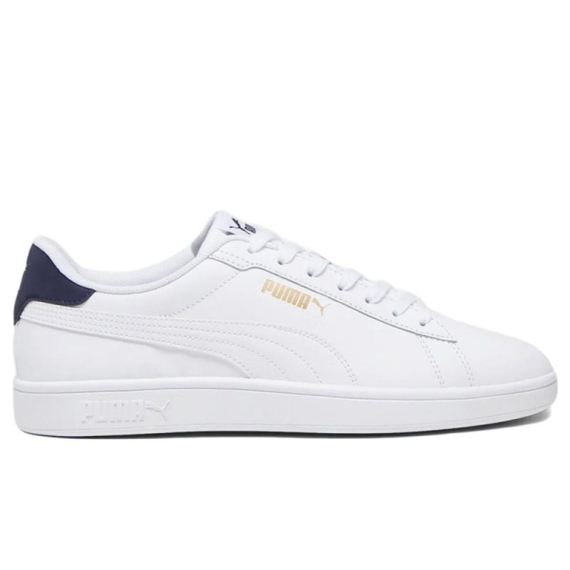 puma mens smash 30 whitenavygold shoes 509787