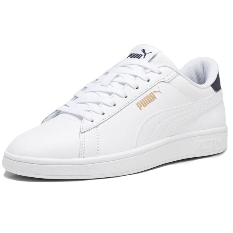 puma mens smash 30 whitenavygold shoes 603378