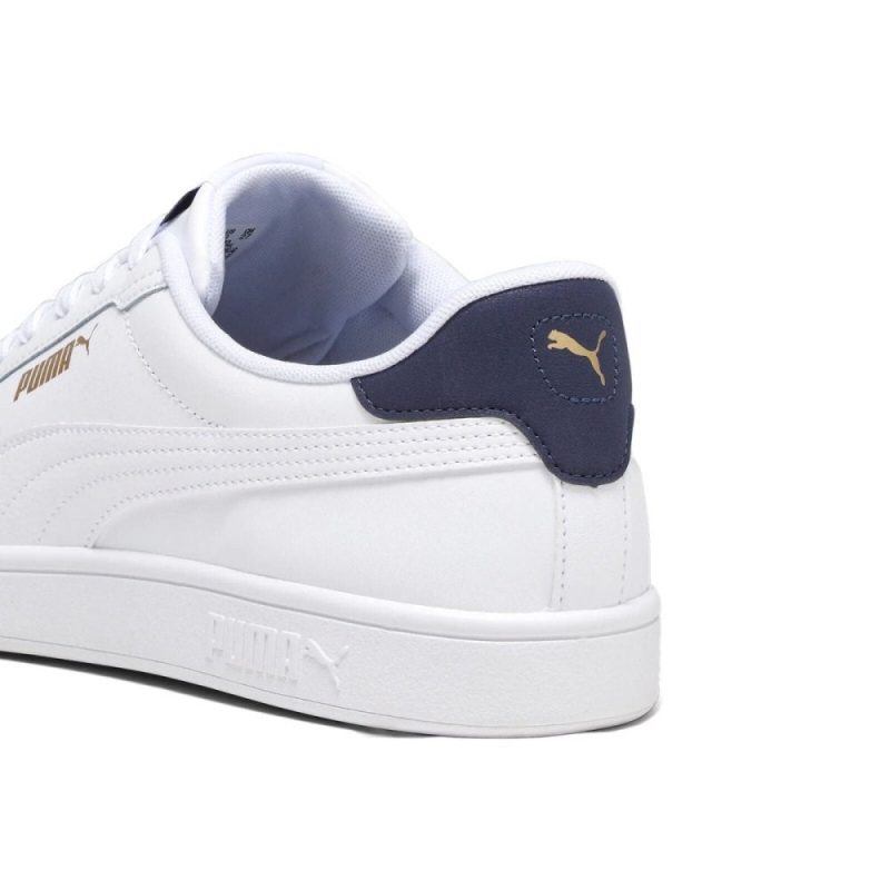 puma mens smash 30 whitenavygold shoes 934548