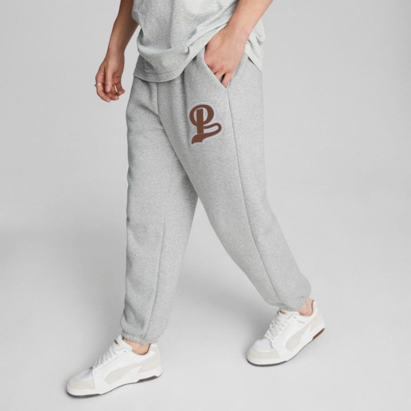 puma mens team fleece grey trackpants 497622